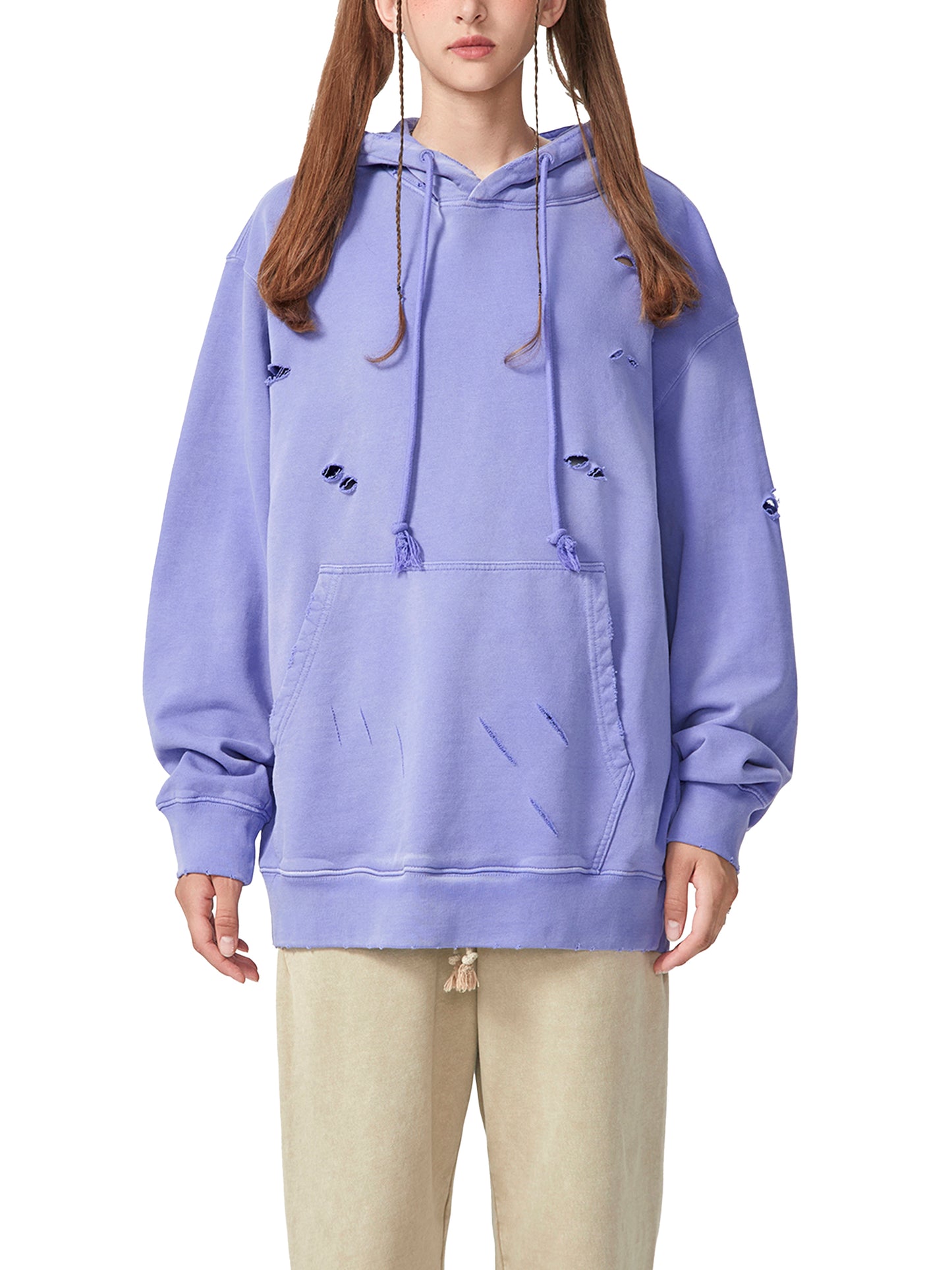 Heavyweight Pure Cotton Hand-Frayed Monkey Washed Hoodie - Calzy Studios