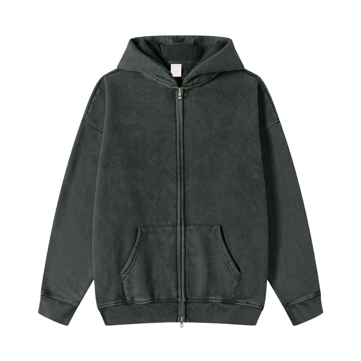 Snow Washed Zip-Through Hoodie - Calzy Studios