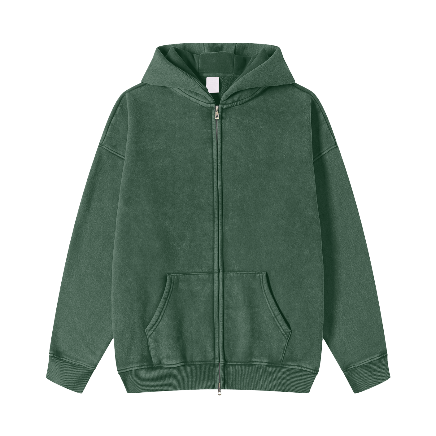 Snow Washed Zip-Through Hoodie - Calzy Studios