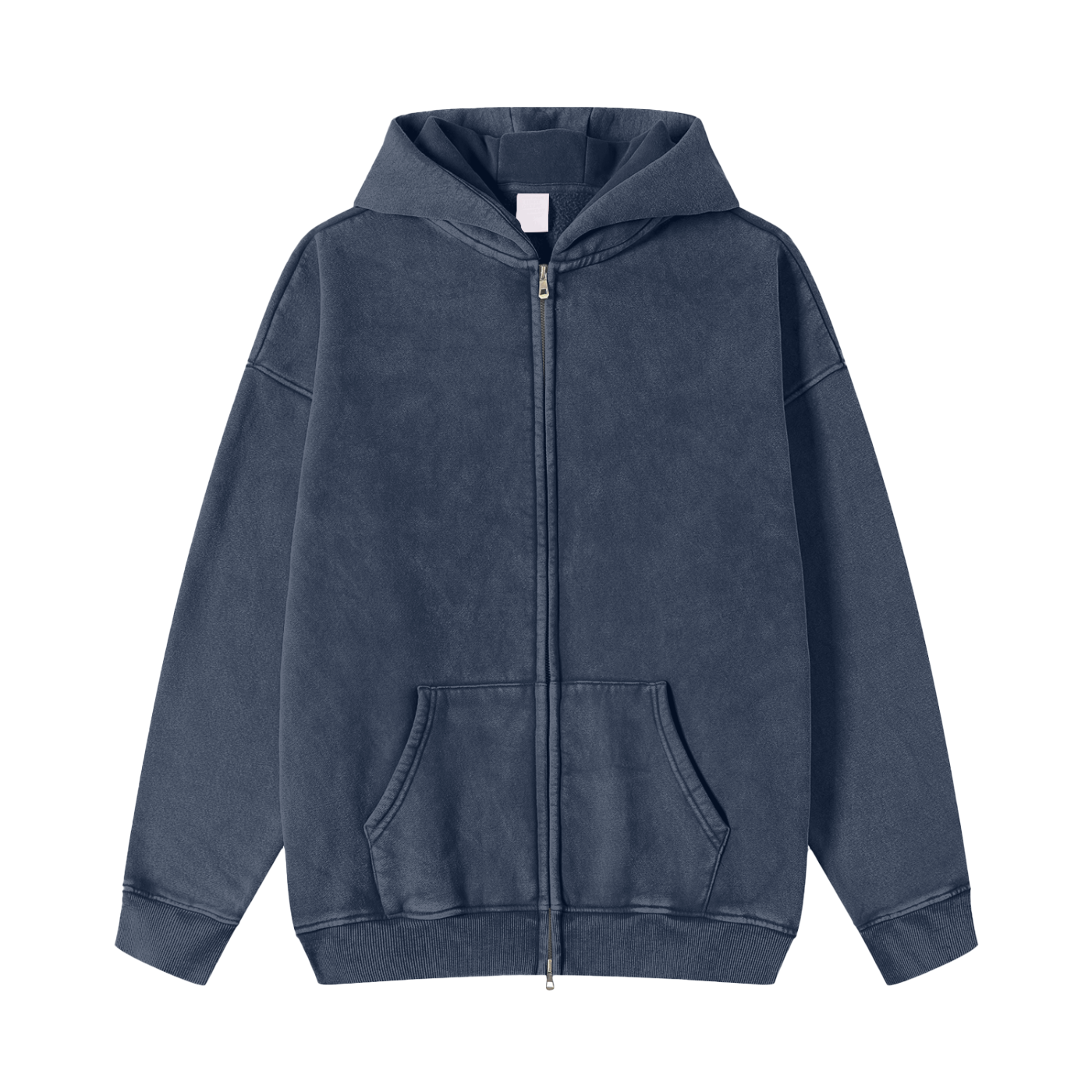 Snow Washed Zip-Through Hoodie - Calzy Studios